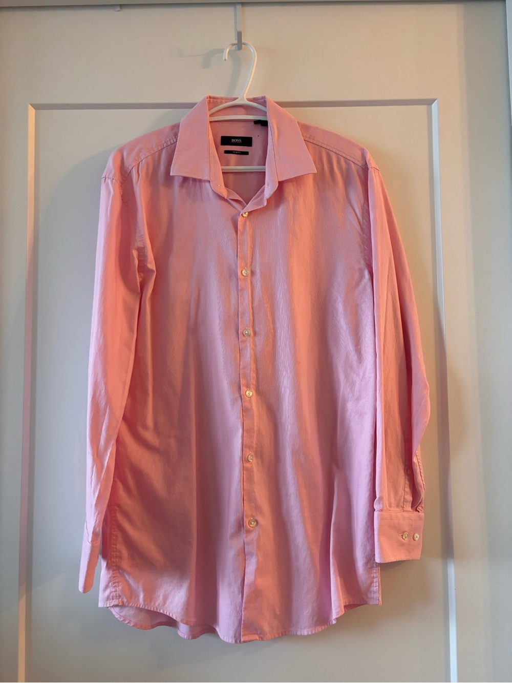Hugo Boss Pink Long-Sleeve Button-Down Shirt (Men’s but fits women’s US6)